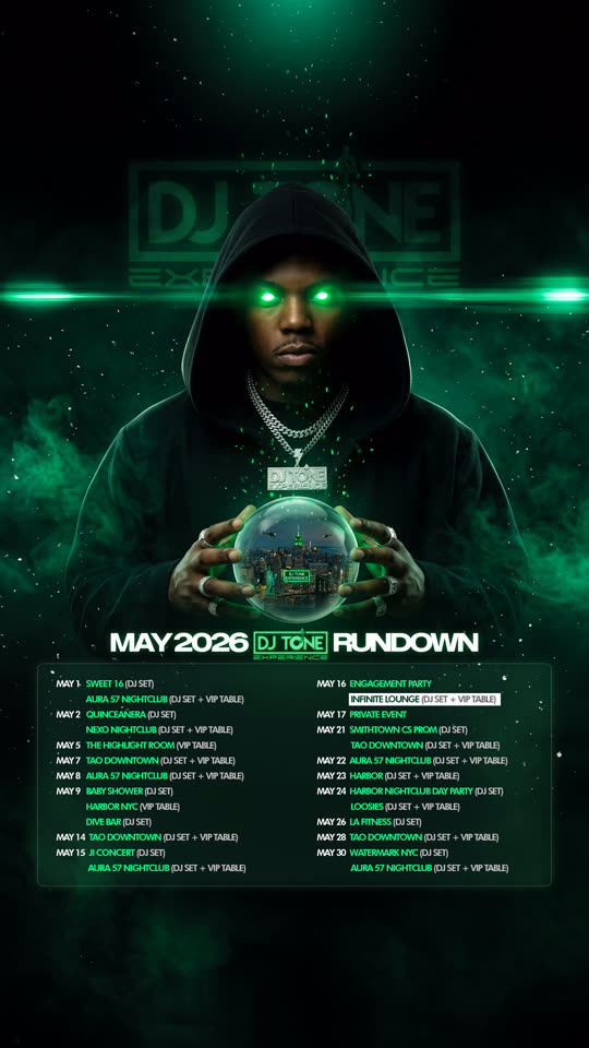 DJ Tone Experience, may 2026 rundown